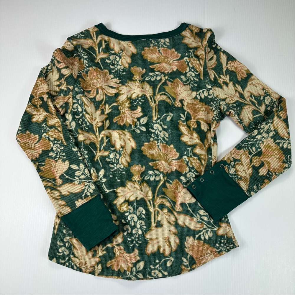 Anthropologie Pilcro Sz L Tee Ling Sleeves Waffle Henley Top NWT - Picture 5 of 17